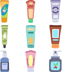 hand cream set cartoon. skin care, smooth skin, clean lotion hand cream sign. isolated symbol vector illustration