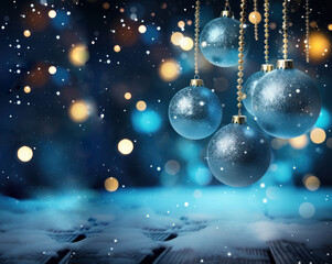 Fototapeta na wymiar Blue Transparent Christmas Ornament Adorning the Background