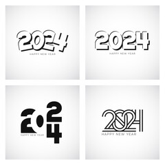 Happy New Year 2024 typography design in vector.