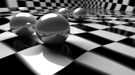 Checkerboard pattern in black and white. AI generated
