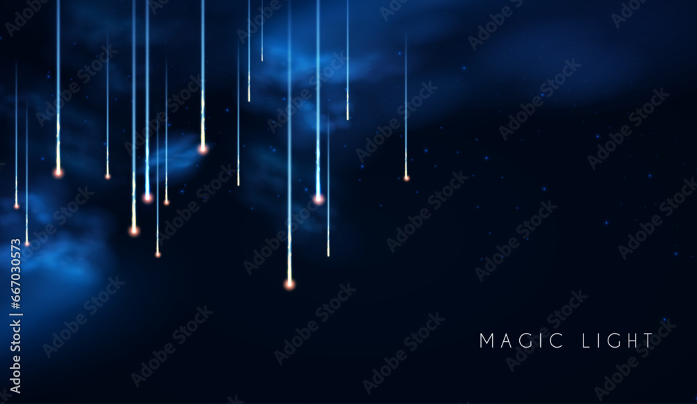 Poster abstract background with motion light. space, cosmos, firework and comet light effect. flyin asteroi