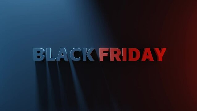 black Friday graphic element. black Friday banner design 4k animation. sales shopping social media background. Black Friday under spotlight from above. Beautiful shadow. 4K Animation Loop. Neon sign. 