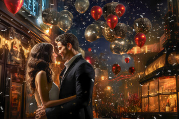 Obraz premium Midnight on New Year's Eve, heartfelt moment