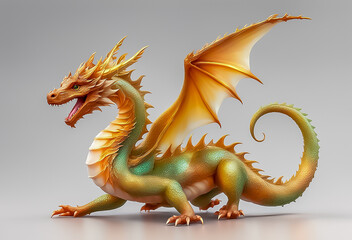 Naklejka premium 干支辰 龍 置物 年賀状素材