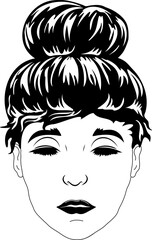 Women with Messy Bun Bandana Clipart mom life Woman's face Middle finger  Middle Finger Hand SVG Bundle Humor Funny prints skeleton vector Cartoon hand