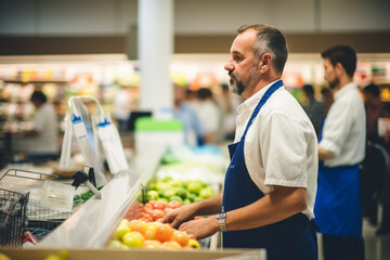 Retail clerk working in a supermarket
