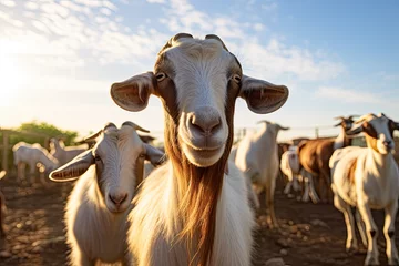Gordijnen Goats on farm © Kien