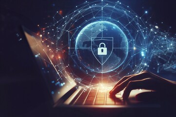 Internet security system concept background generative ai art