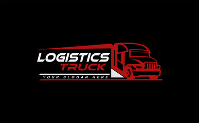 Illustration truck logistics, cargo, container, delivery company logo design template