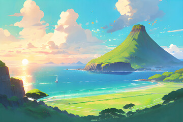 an island by the sea. Generative AI