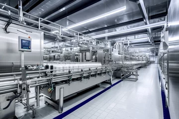 Zelfklevend Fotobehang Industrial processing plant factory tank conveyor metal equipment fermentation alcohol chemical production © VICHIZH