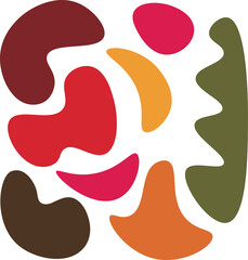 Abstract autumn color bean shapes