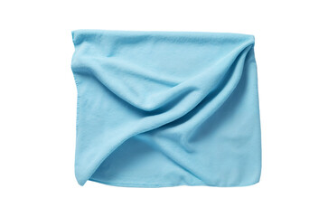 Blue microfiber cleaning cloth png, small towel isolated on transparent background, top view hd