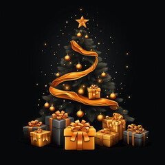 Fototapeta premium christmas tree and gifts