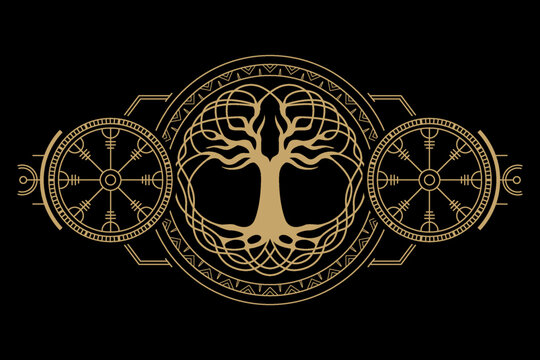 mysterious golden nordic symbol vector design