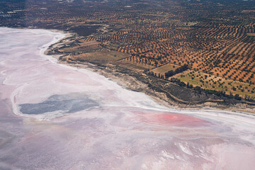 Aerial view of the Moknine sebkha - saline expanse - Monastir governorate - Tunisia