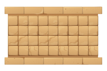 Stone wall from bricks, rock, game background medieval in cartoon style, seamless textured surface. Ui game asset, road or floor material