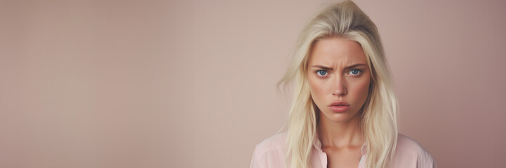 Naklejka premium Angry woman. Human emotions, facial expression concept