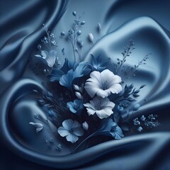 flower and silk background. Created with generative AI techniligy.