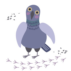 Cartoon Funny Pigeon bird. Flat character design 2