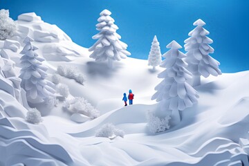 Fototapeta na wymiar 樹氷の雪山（3D）ジオラマ 