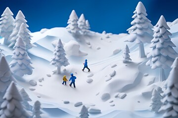 Fototapeta na wymiar 樹氷の雪山（3D）ジオラマ 