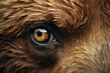 Profound Closeup bear eyes animal. Zoo predator. Generate Ai - obrazy, fototapety, plakaty
