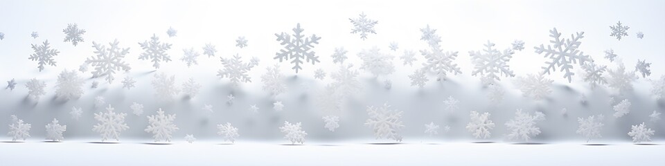 Fototapeta na wymiar 雪の結晶が降る風景（3D）横長 