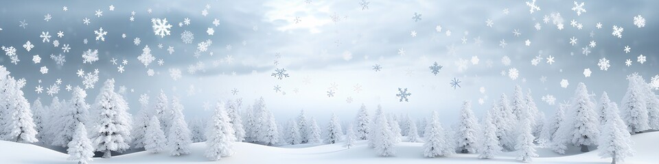 雪の結晶が降る風景（3D）横長
