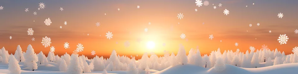 Deurstickers 雪の結晶が降る風景（3D）横長  © mamio