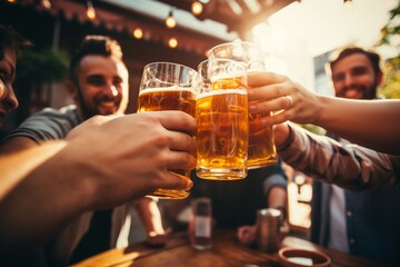 Cheers with Friends: Group Enjoying Beer Together