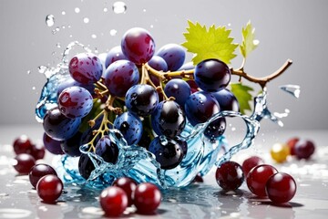 Water splash on grapes fruit