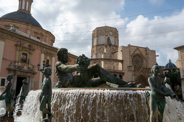 Valencia, Spain - August 17, 2023: Turia Fountain