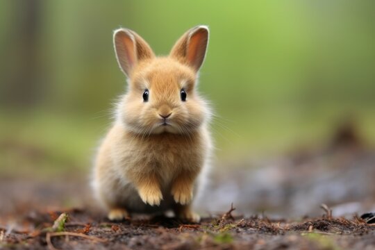 Fluffy Cute baby rabbit. Happy pet sweet. Generate Ai