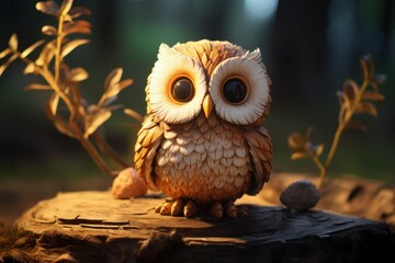 Intricate cute owl. Cute animal. Generate Ai