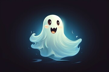 Ethereal Smiling 3d cartoon ghost. Costume party. Generate Ai