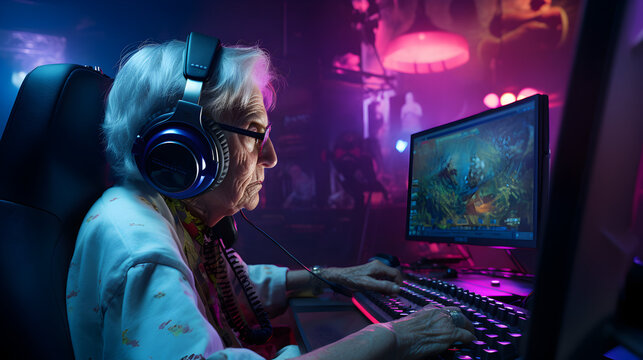 granny playing a video game