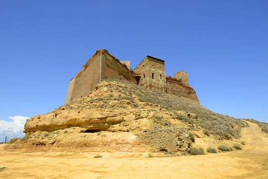 Monzon fortress a former Templer knight castle with Arab origins in the Aragon region of Spain