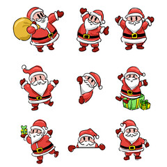 santa claus set christmas cartoon vector 
