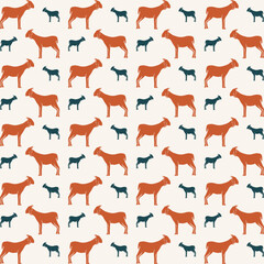 White goat seamless pattern repeating colorful elements trendy vector illustration background