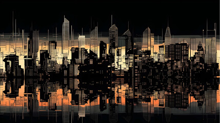 Fototapeta na wymiar architecture abstract cityscape buildings with skyscrapers generative AI.