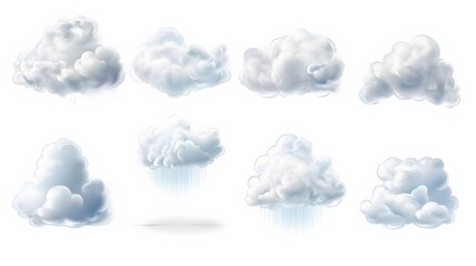 Realistic thunder clouds icons set isolated on a white background. 