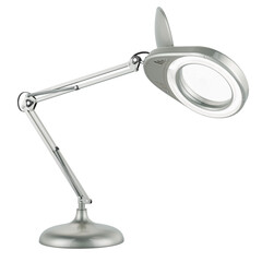 Magnifying Desk Lamp, silver color. 3D rendering isolated on transparent background