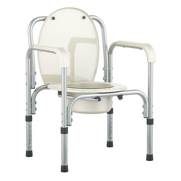 Steel Commode Chair. Portable Bathroom Toilet for Elderly, Handicap, and Beside Toilet Users. Folding Bedside Commode, 3D rendering isolated on transparent background