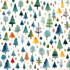 Christmas seamless pattern. Christmas trees and pines
