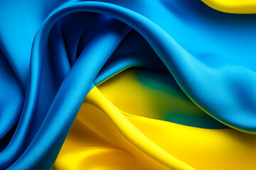 blue and yellow silk textured fabric surface