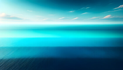 Wide panoramic view of the ocean depths with layers of vibrant turquoise transitioning into deep blues.