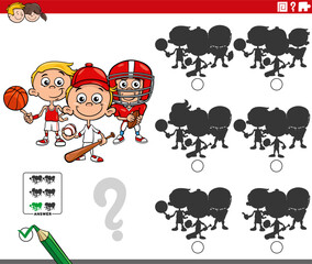 shadow game with cartoon boys and various sports