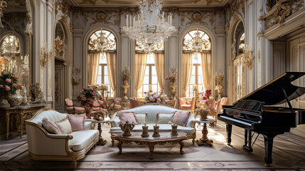 Fototapeta na wymiar The opulent and lavish interior of a comfortable room