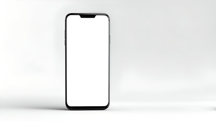 Smartphone with empty screen on white background.